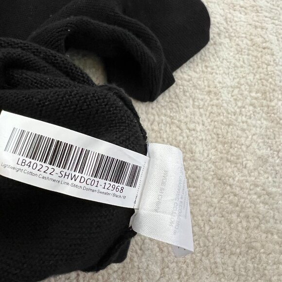 Quince Cashmere Cotton Link-Stitch Short Sleeve Dolman Sweater M Black - Picture 9 of 9